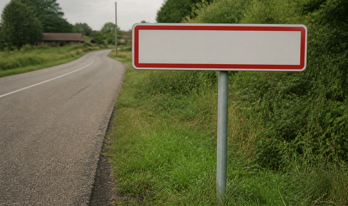 Panneau routier affichant le nom de la ville avec habitants denombres