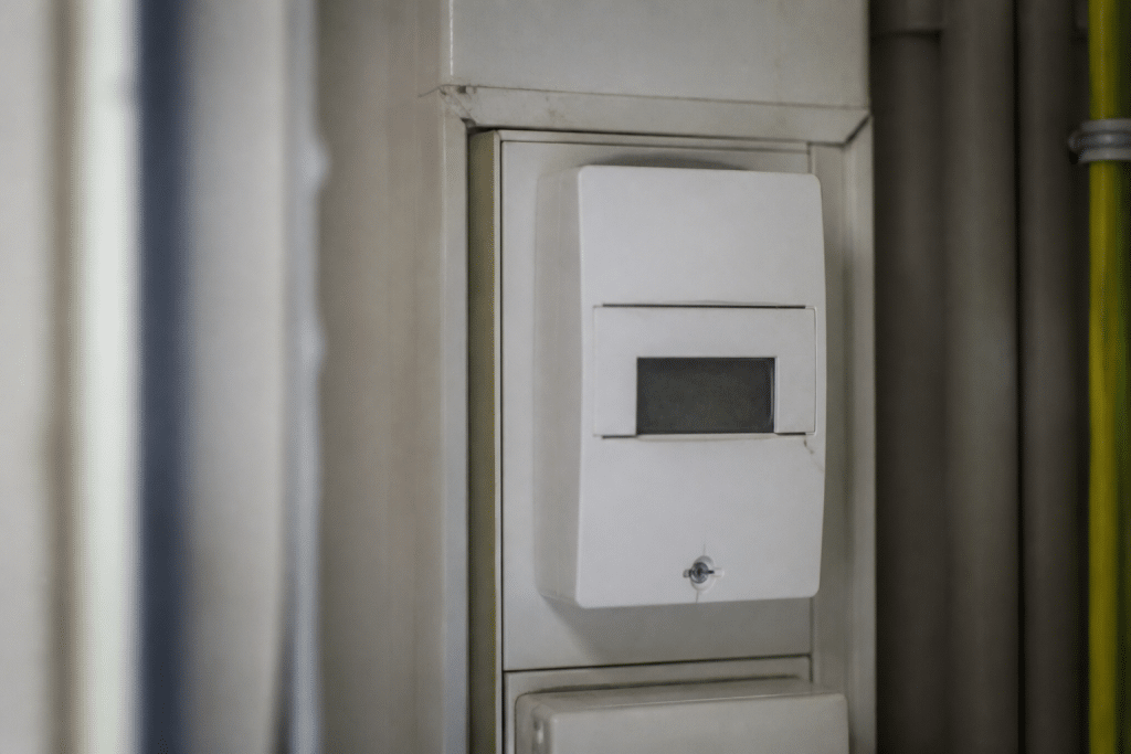 Compteur electrique affichant consommation energetique maison chauffage