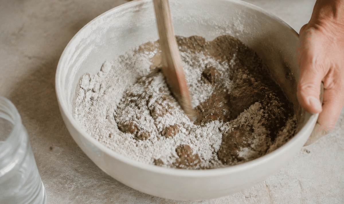 Ingredients mixes in bowl for natural primer coating
