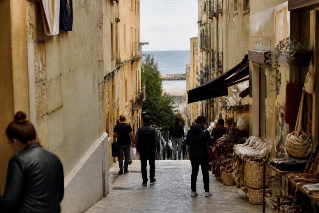 Ruelles medievales, plage cotiere et commerces animes de Sete